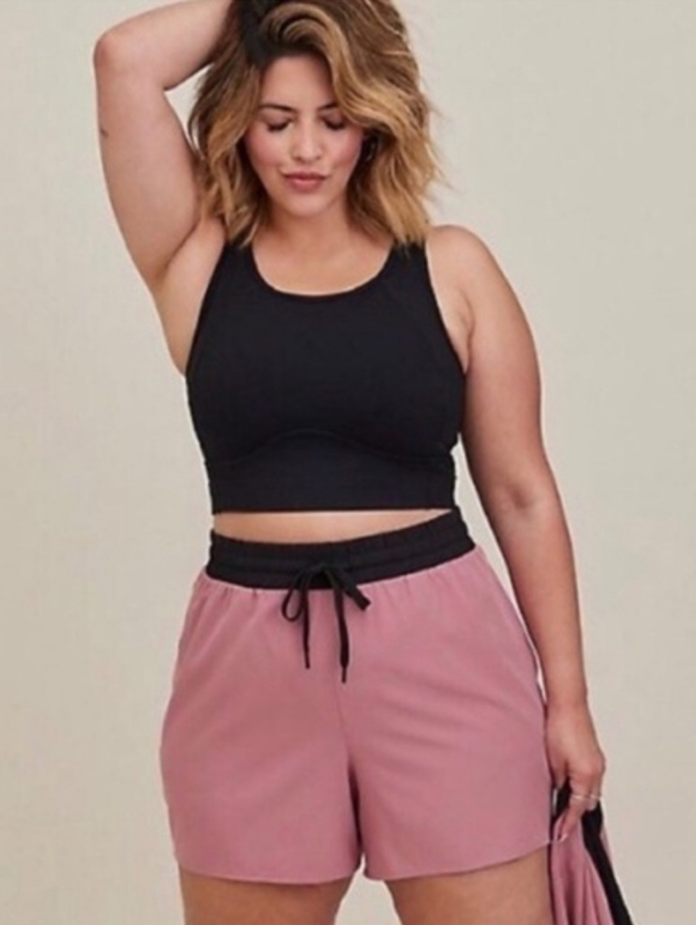 NWT Torrid Lovesick Color Block Pull-On Short - Stretch Woven Mauve Wash 1X - Picture 2 of 11